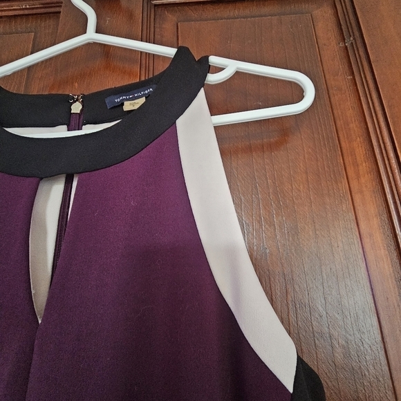 Tommy Hilfiger A-Line Style Midi. Plum with Gold Zipper Back - Picture 7 of 8
